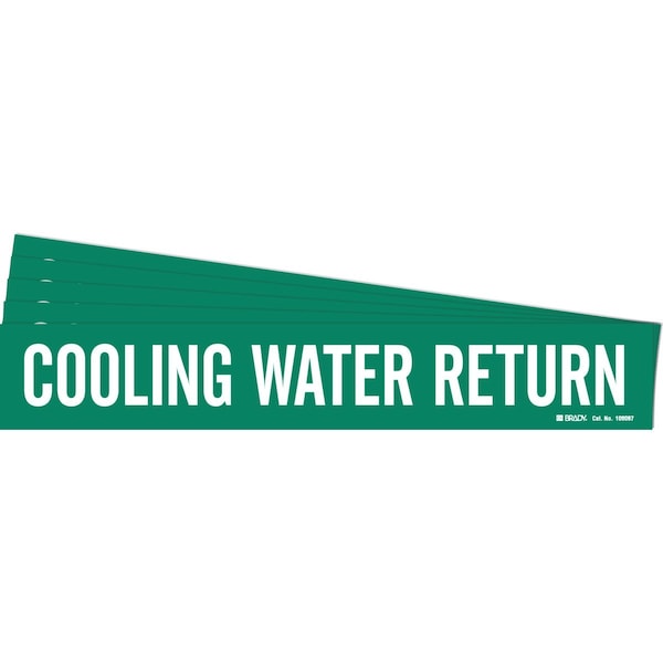 COOLING WATER RETURN Pipe Marker Style 1HV White on Green 1 per Card, 5 PK